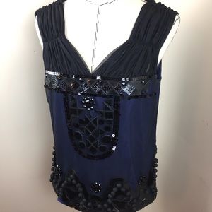 Etcetera Blue Lace Pom Pom Detail Size 10